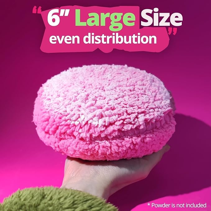 whisrvival 6" Large Body Powder Puff and Container, Soft Fluffy Dusting Powder Puff for Body Powders, Quick Even Application, Washable, Cute Rose Pink