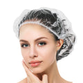 Auban Disposable Shower Cap, 100 PCS Hair Cap Thickening Clear Plastic Waterproof Bath Caps for Hair Treatment, Spa Salon Hotel and Home Use, Portable Travel(17.3)