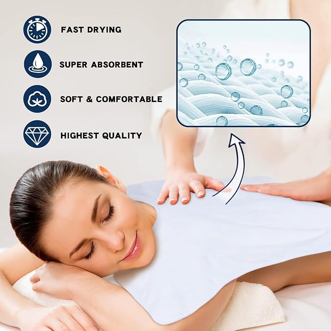 SINLAND Microfiber Esthetician Towels for Facials Mask Removing Face Wrap Soft Facial Cloth with Split Design Spa Towels for Facial Steam Massage and Cleansing 20x15.7inch