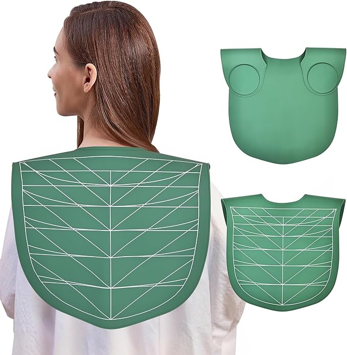 Professional Hair Cutting Cape with Geometric Grid Pattern, Longer Silicone Waterproof Cutting Mat,Neck Guide (Green)