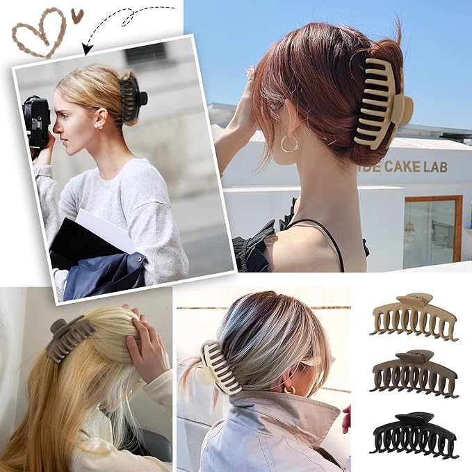 laxizar 8 Pack Claw Clips Rectangular Hair Clips for Women Girls Large Bandana Clips Strong Hold Hair Jaw Clips