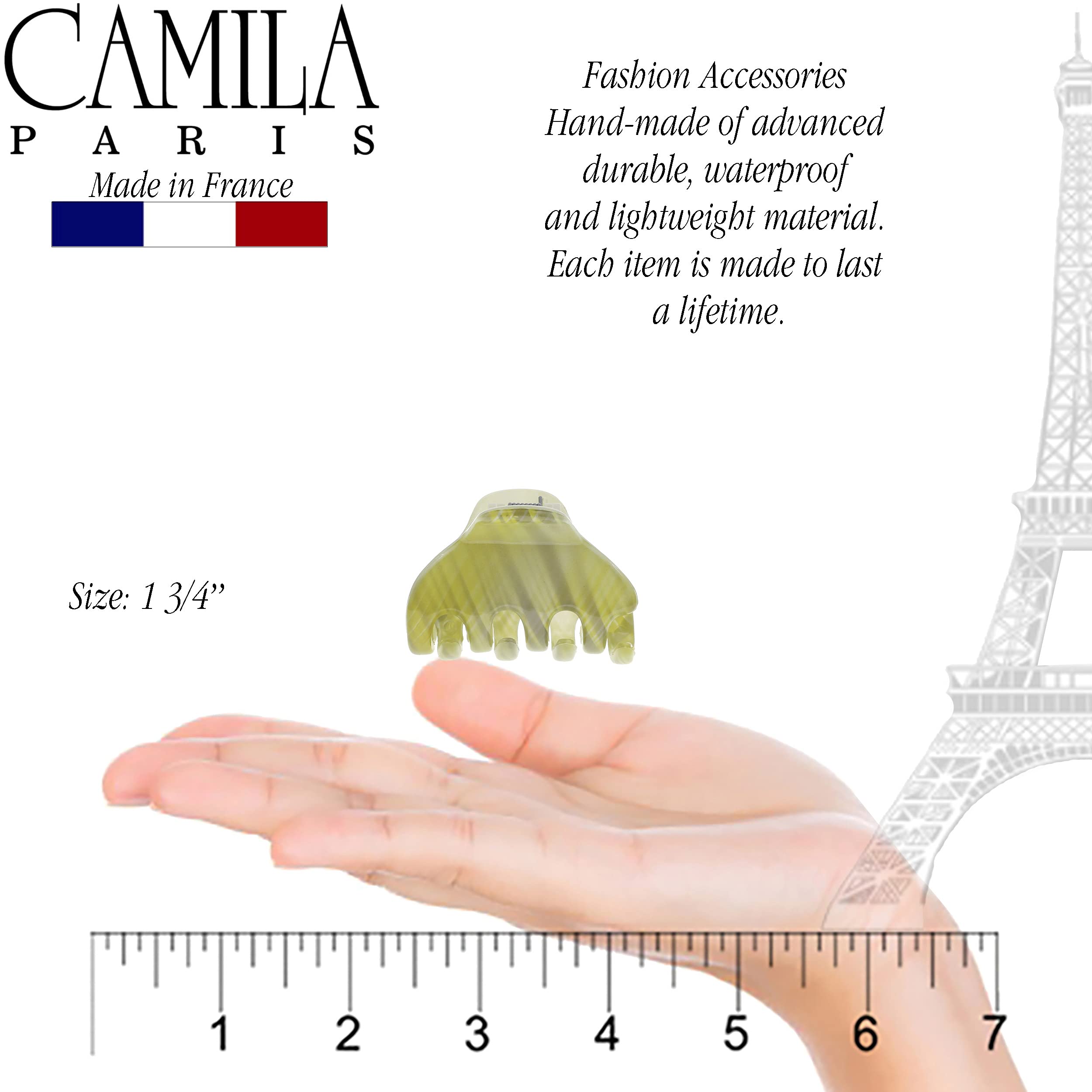 Camila Paris CP3196 French Small Hair Clips for Women, 1.75" Small Claw Clip Fashion Styling Mini Hair Clip Accessories for Women, Strong Hold No Slip Grip Cute Claw Clips, Made in France