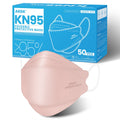 akgk KN95 Face Masks 50 Pack, 5-Ply Disposable Blush Pink Face Mask Against PM 2.5 Smoke and Dust