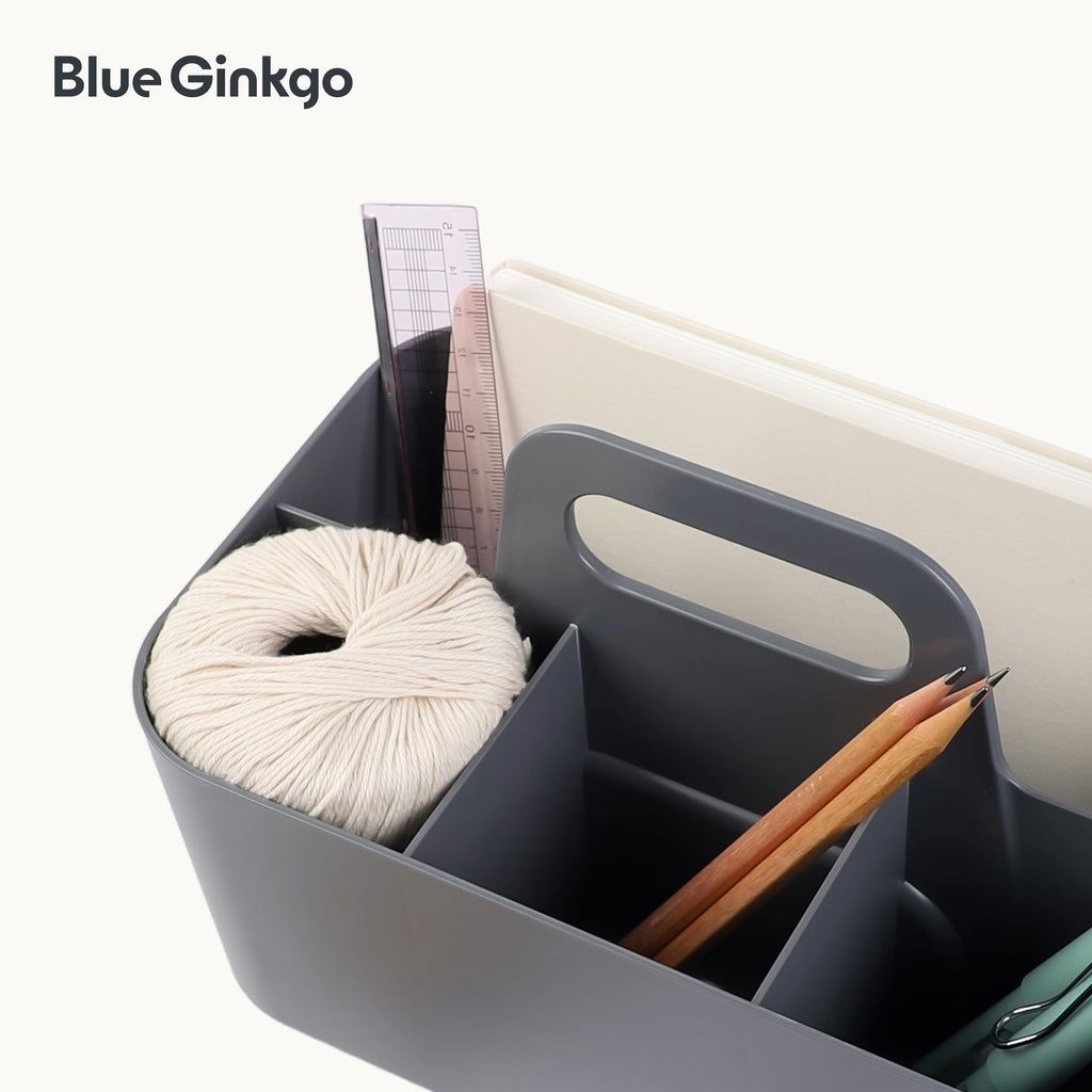 BLUE GINKGO Stackable Organizer Caddy, Rectangle, Dark Grey, Made in Korea
