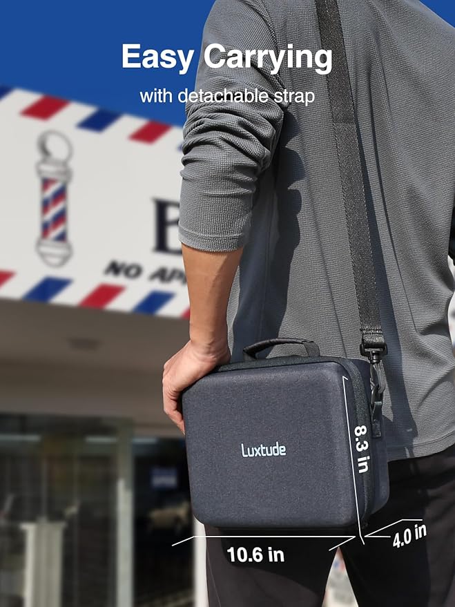 Luxtude Large Barber Case, Hard Barber Bags for Clippers and Supplies, Travel Hair Clipper Case, Clipper and Trimmer Cases with Shoulder Strap, Easy Carrying