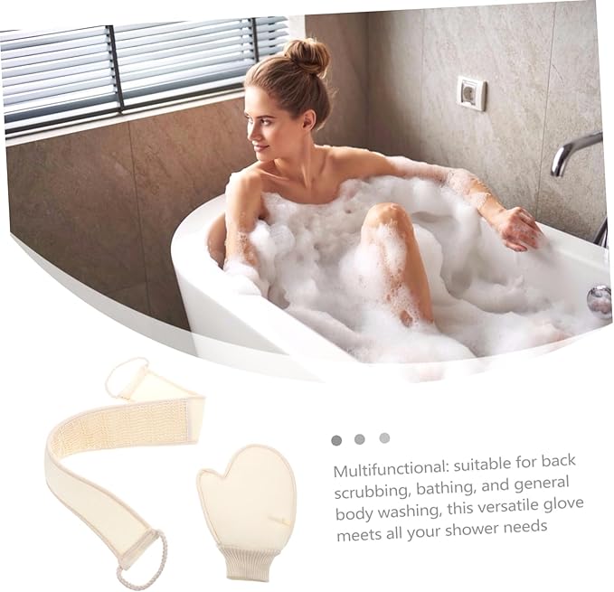 VICASKY Cotton Bath Gloves Back Scrubber Straps Exfoliating Gloves for Shower Women Men Body Cleaning Tool for Home and Travel