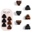 Kitsch Mini Claw Clips for Women - Stylish Small Hair Clips for Kids | Stays In Place Without Pulling or Snagging | Durable & Sturdy Plastic - Tortoise & Black, 6 Pcs