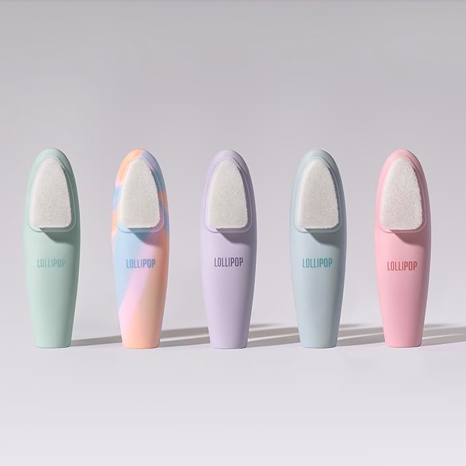 LOLLIPOP Handle Dual-Sided Silicone Face Scrubber, Face Exfoliator, Synthetic Face Brush Cleanser, Facial Cleansing Brush for Massage - Rainbow