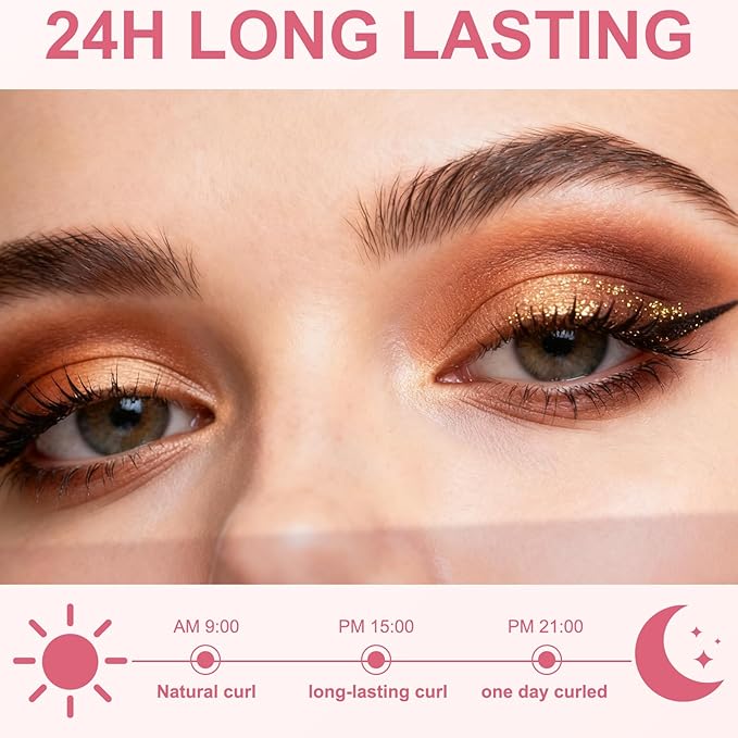 2 -in-1 Heated Eyelash Curler and Eyebrow Trimmer for Women, 10S Fast Heating, Electric Eyelash Curler with 2 Temp Settings Suit for All Lashes, 24H Long Lasting Curls, Christmas Gift for Women Girls