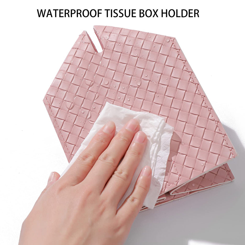 Tissue Box Cover Square Leather Facial Paper Holder, Pink