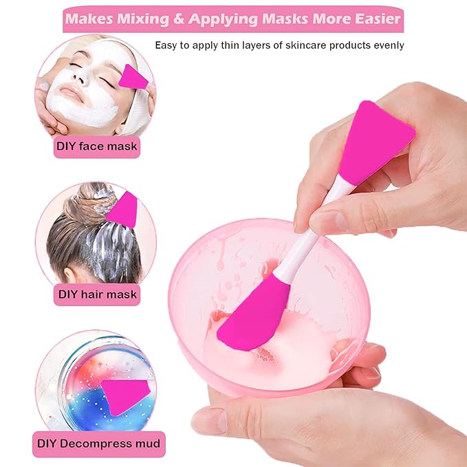 RamPula Mask Applicator Silicone Face Brush Face Mud Cream,Clay Mask,DIY,Modeling Mask Brushes DIY Mud Mixing Spatula Double-end Handheld Scoop Skin Care Make up Foundation Gel Cosmetic Tool