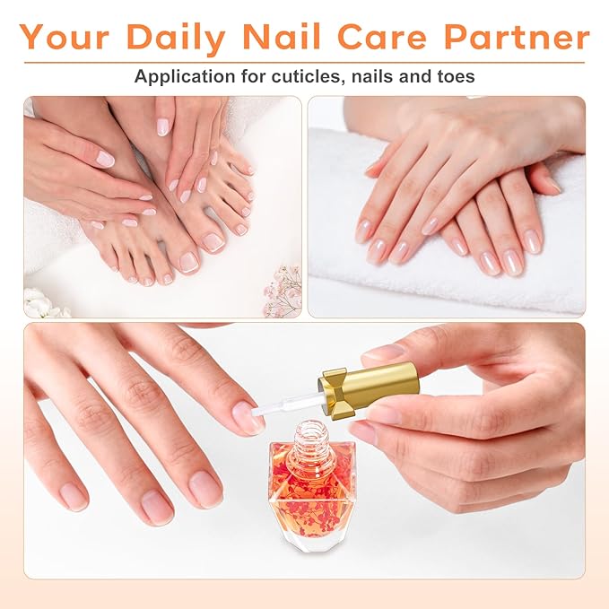 JIASHENG Cuticle Oil, Cuticle Nail Oil Infused with Real Flowers, Rose 12ml