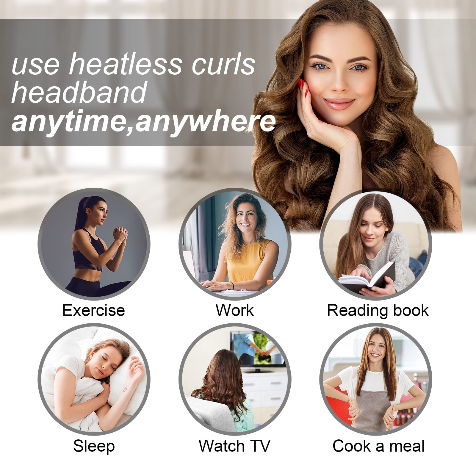 CORATED No Heat Curlers, Heatless Curls for Long Hair, Heatless Curling Rod Headband You Can Sleep In, Silk DIY Hair Styling Tools Kit