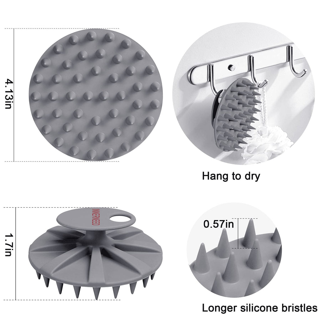 One-piece Silicone Scalp Massager Shampoo Brush Hair Wash Scrubber, Gray