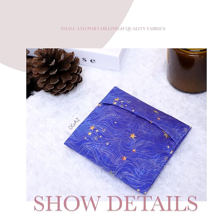 DGAZ Sanitary Napkin Storage Bag, Period Bag for Teen Aged Girls, Portable Period Bag for Panty Liners/Menstrual Cup/Small Tampons，Mini Makeup Bag for Purse(Starry Sky)