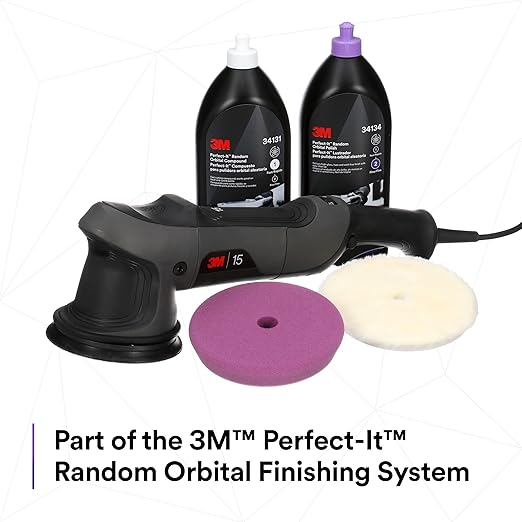 3M Perfect-It Random Orbital Coarse Wool Compounding Pad, 6"/150 mm, White, 34124, Orbital Pads for Automotive Compounding and Polishing