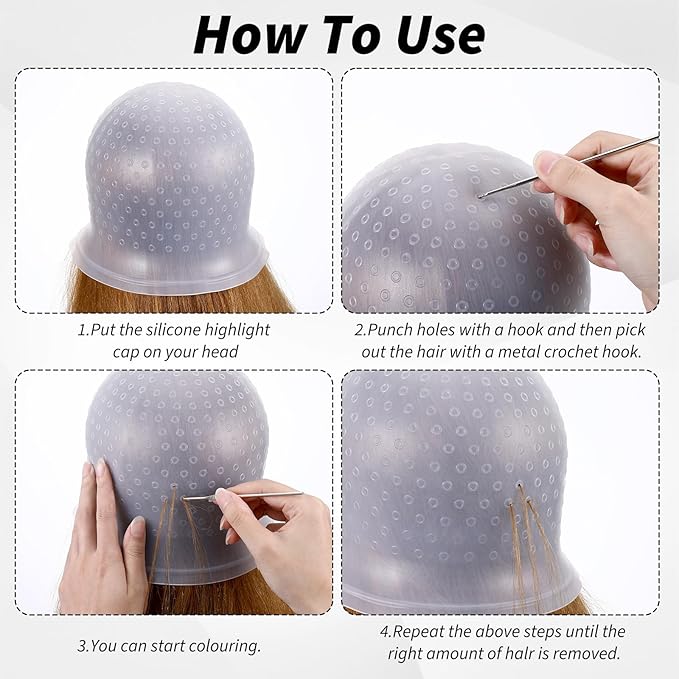 Highlight Cap, Hair Coloring Highlighting Cap, Highlight Caps for Hair Hairs Dye Caping, Reusable Dyeing Tools Frosting Caps for Highlighting Hairs Women Men