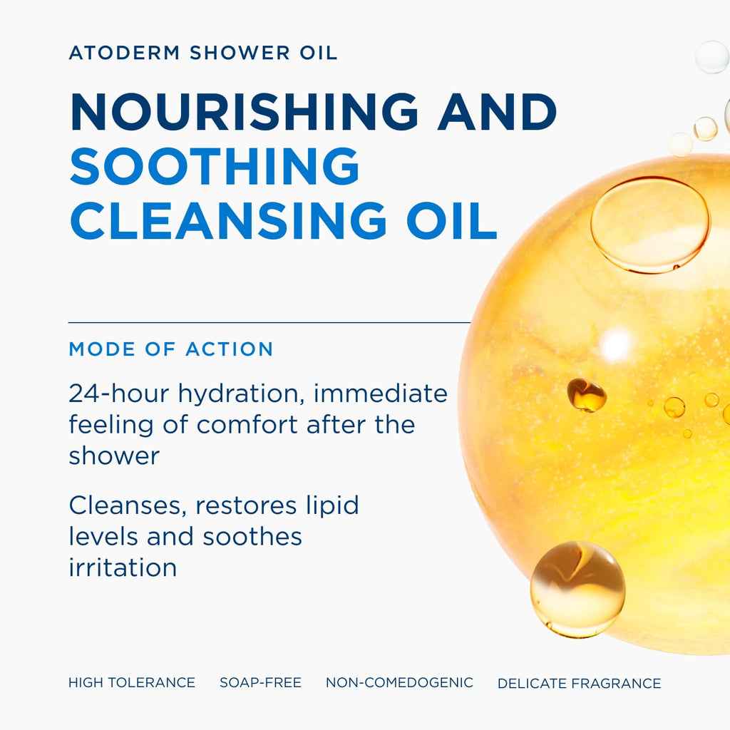Bioderma - Atoderm - Cleansing Oil For Very Dry Sensitive Skin - Face and Body - Soothes Discomfort - 6.7 Fl Oz (Pack of 1)