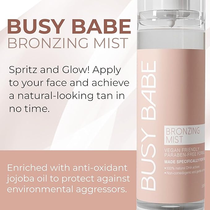 Bronzing Facial Tanning Mist - Face Tanner Spray For A Natural, Non-comedogenic Tan - Daily Self Tanning Mist With 100% Natural DHA Actives - Quick Tan Spray For Face - 3.38 Fl Oz