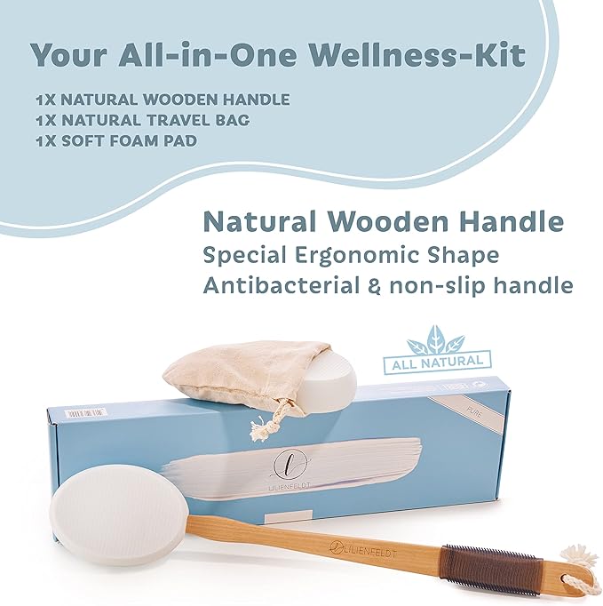 Lilienfeldt Bamboo Back Brush - Eco-Friendly Long Handled Lotion Applicator - Moisturizing - SKIN CLEANING BRUSH