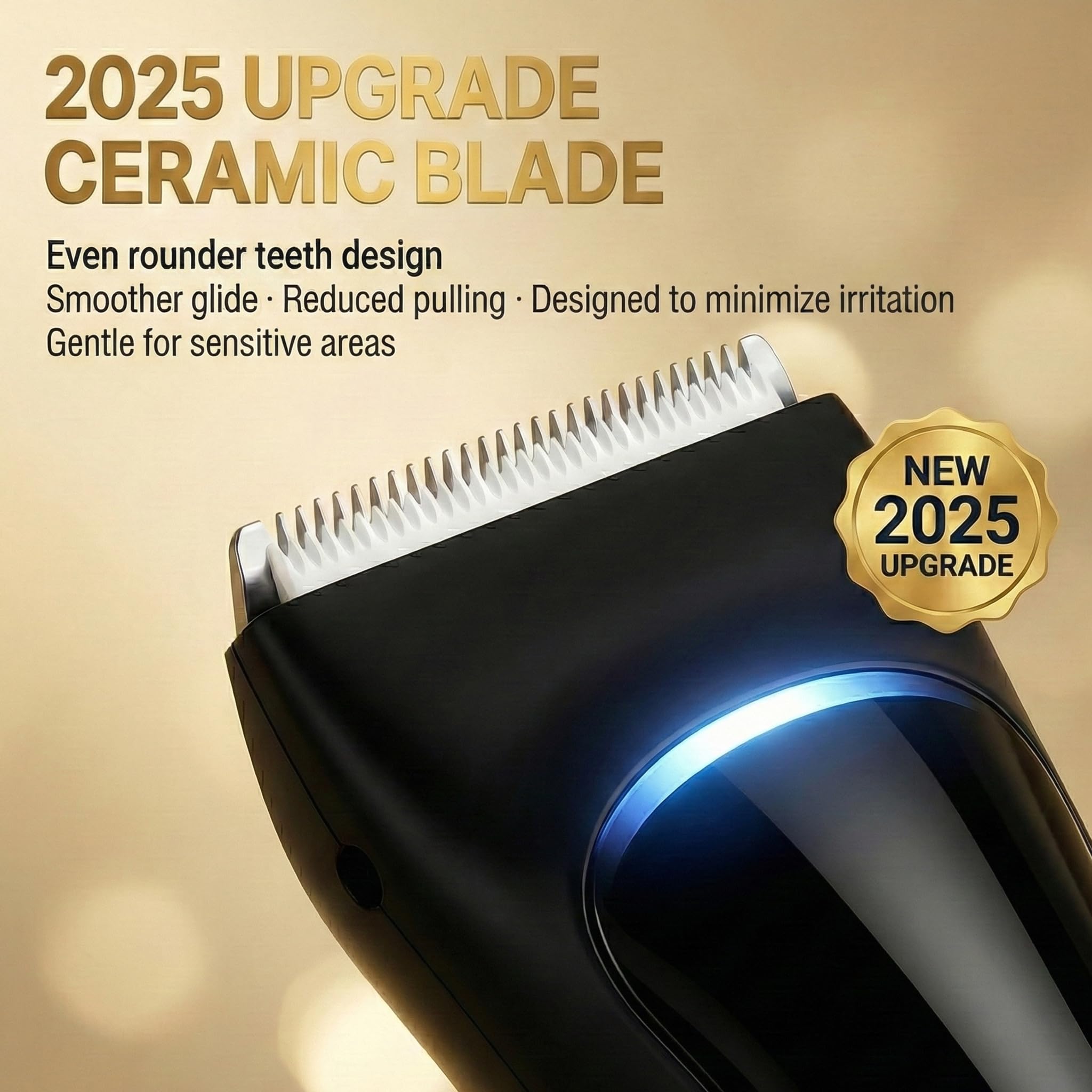 Bekhic Manscape Groin & Body Hair Trimmer for Men – Waterproof Pubic Hair Shaver & Ball Groomer with LED Light – No-Nick Ceramic Blade, 90-Min Runtime, Cordless Wet/Dry Clipper for Sensitive Skin