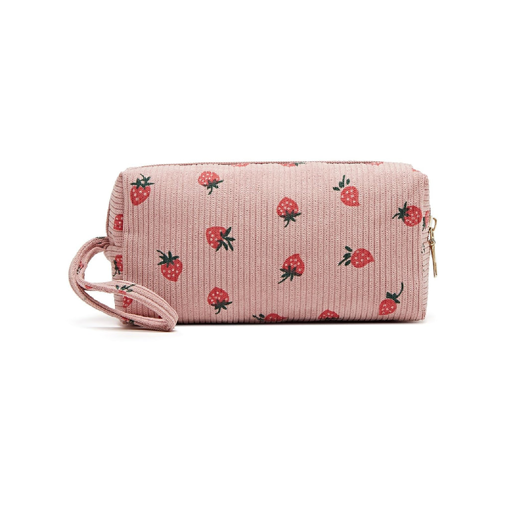 ZOEMTIU Small Corduroy Makeup Bag for Women Portable Cosmetic Bag Travel Makeup Pouch Small Corduroy Toiletry Bag with Zipper for Purse