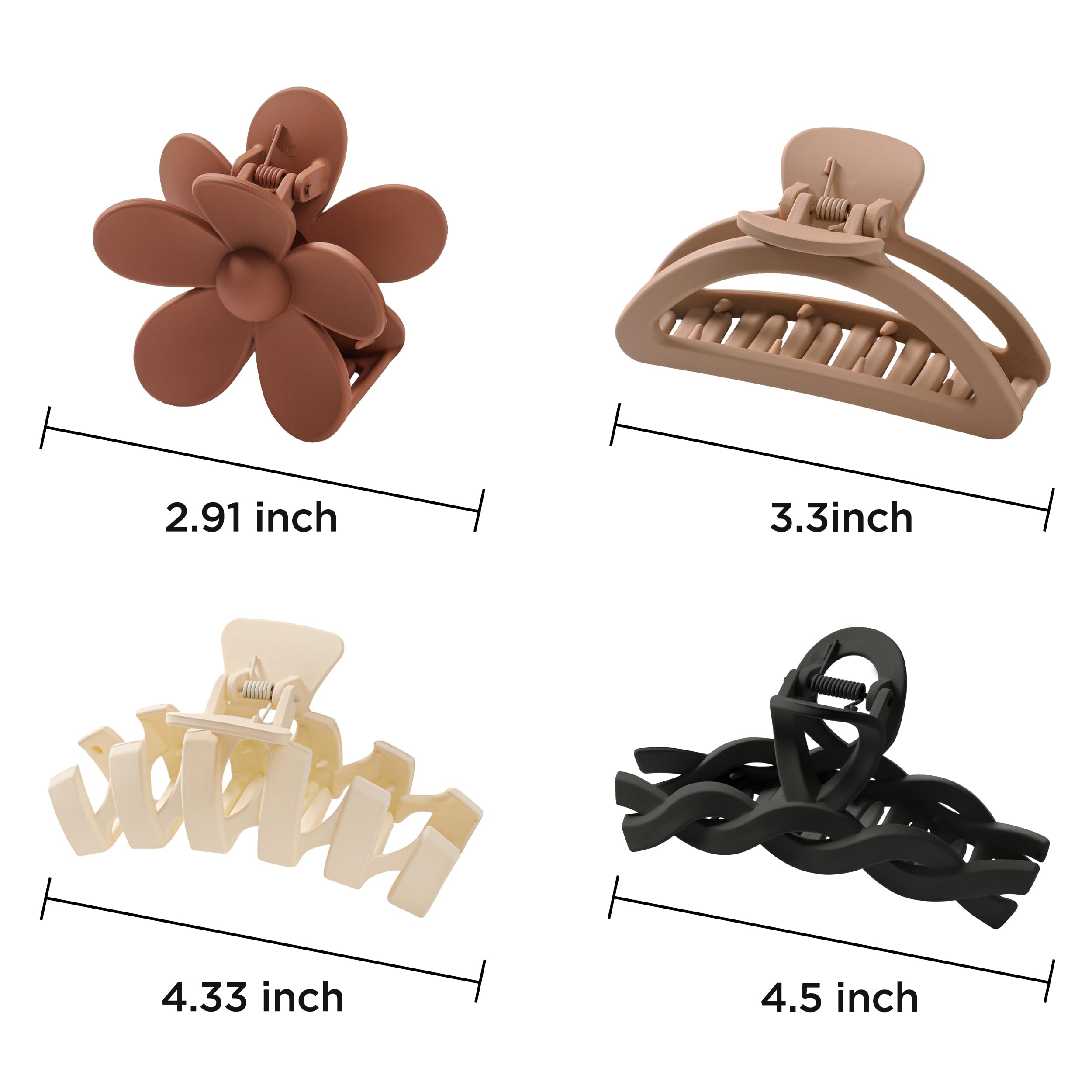 Sunolga 8PCS Hair Clips for Women, Flower Claw Clips for Thick Hair, Non-Slip Hair Accessories with Multi-Styles, Gradient Color Hair Clips and Variety Pack, Ideal for Girls