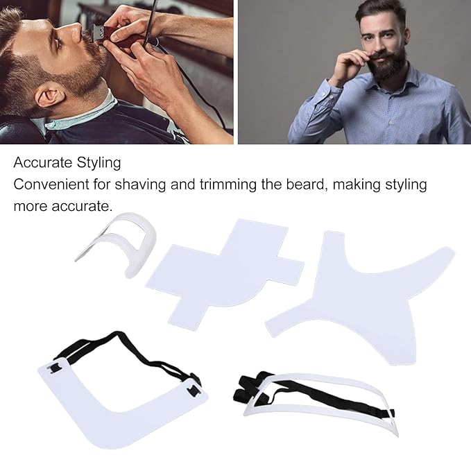Beard Styling Kit Combi Abs Beard Shaper 5 Pieces for Mustache, Hairstyle Tool Set Beard Styling Board for Hairline Design Card Neck