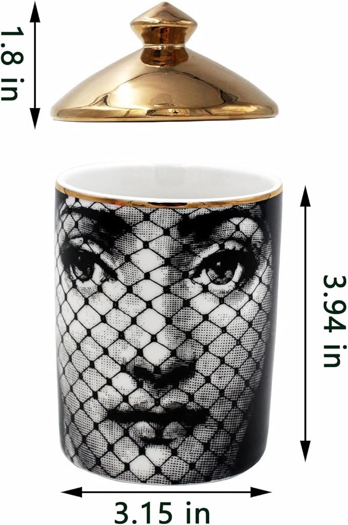 Big Eye Starry Sky Aromatherapy Candle Jar With Lid Ceramic Makecup Cotton Swab Holder Home Deocrative Bottler, Home Fireplace Kitchen Dining Decor For Living Room Knick Knacks Candle Holders (F9)