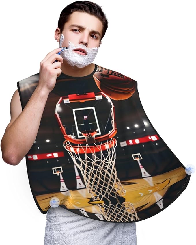 Monochrome Sketch Style Gaming Print Beard Bib Shaving Apron, Beard Hair Trimming Cape Gift For Dad