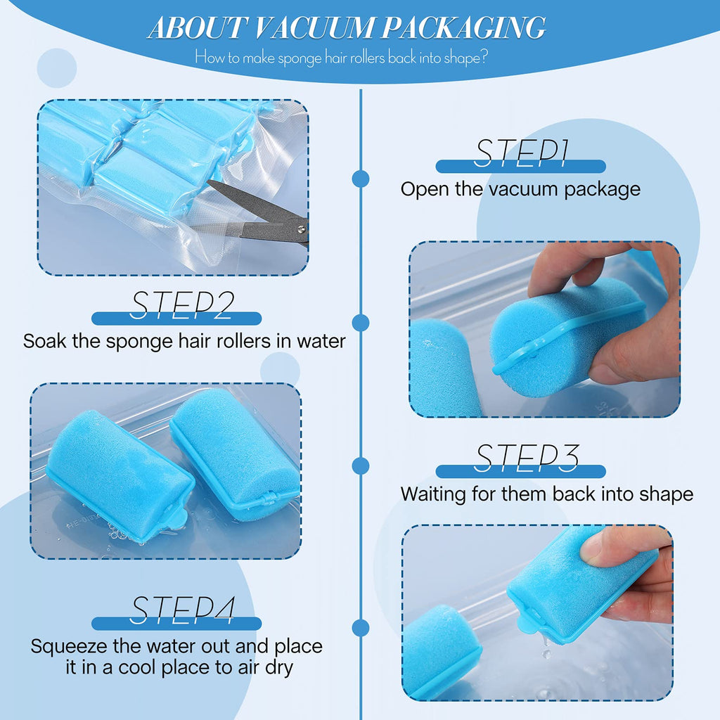 Geyoga 18 Pieces Blue Sponge Hair Rollers For Women, 1.4 X 2.6 In