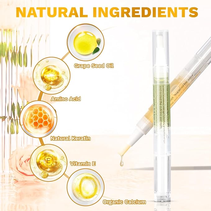 Meschett 2PCS Cuticle Oil Pens for Nail Care, Moisturizing Nail Oil Pen with Soft Brush, Hydrating Cuticle Oil for Dry Nails & Cuticles (Pineapple & Orange Flavor)