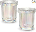 2 Pack Qtip Holder - Apothecary Jars with Lids, Bathroom Organizers and Storage Canister for Cotton Balls,Swabs,Floss Picks,Hair Ties,Clear Glass Vintage Bathroom Decor Jar Set (Iridescent)