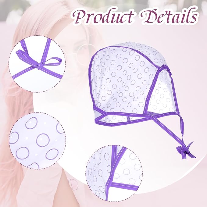 3PCS Highlight Cap With 3 Plastic Crochet Hooks Hair Highlighting Caps Highlighting Kit for Hair Coloring Salon Dyeing Bleach Salon and DIY Hairdressing Supplies(Pink Purple Blue)