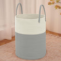 JMvicyroam Large Woven Laundry Basket Hamper,100L Cotton Rope Storage Bin for Blankets,Toys and Clothes,Decorative Tall Nursery Hamper for Living Room,Baby Nursery,Bathroom and Bedroom,White and Grey