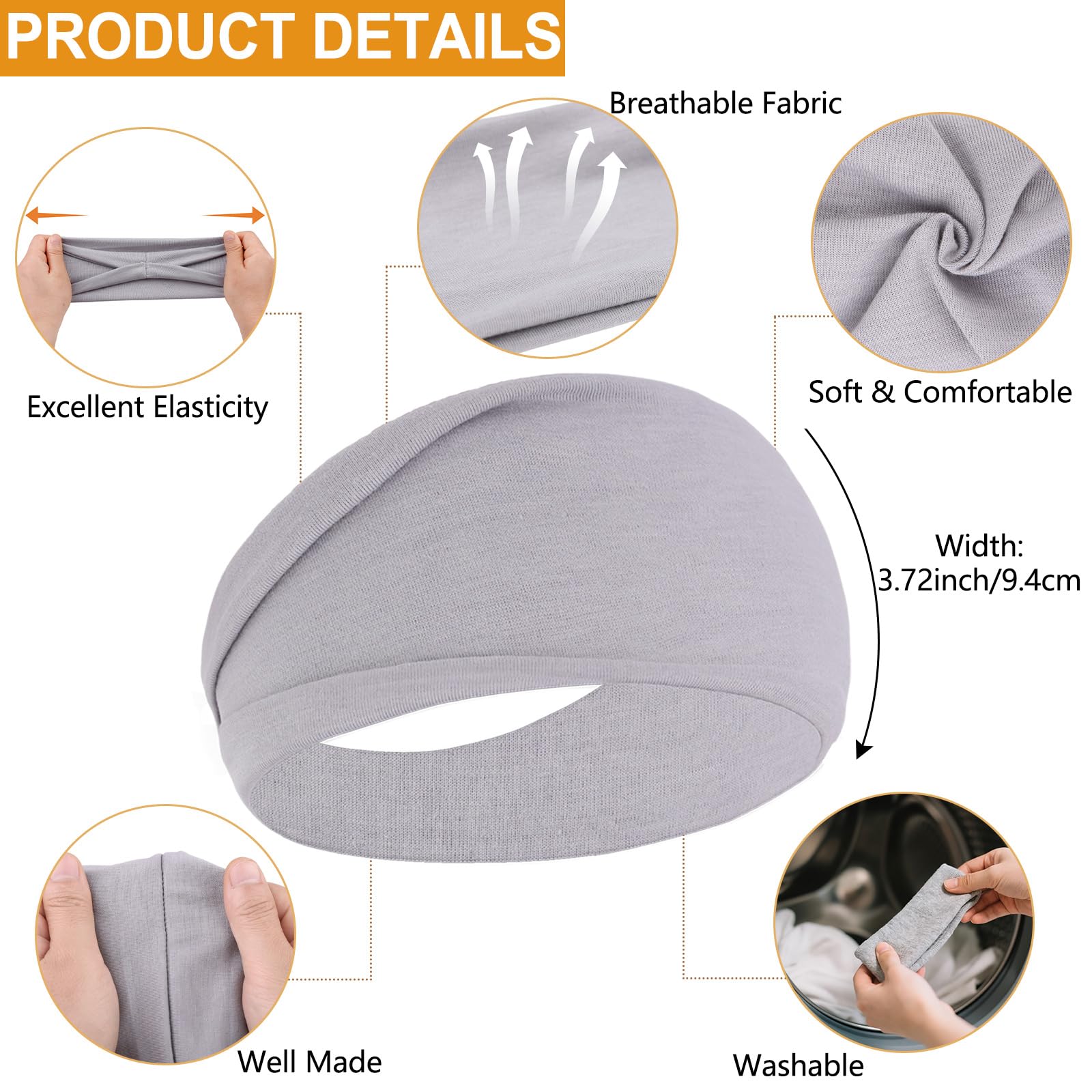 RuiYok Workout Wide Headbands for Women Non Slip Head Bands,6 Packs