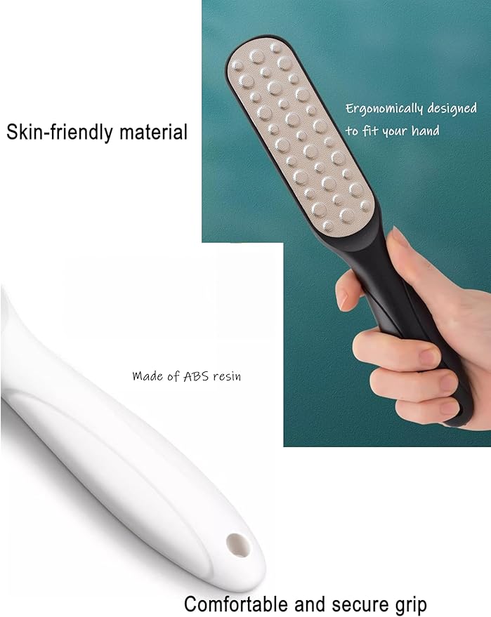 Dual-Sided Professional Pedicure Foot File - Stainless Steel Callus Remover for Hard Skin, Dry and Wet Use, Home or Salon Care, 2 Pack (White & Black)
