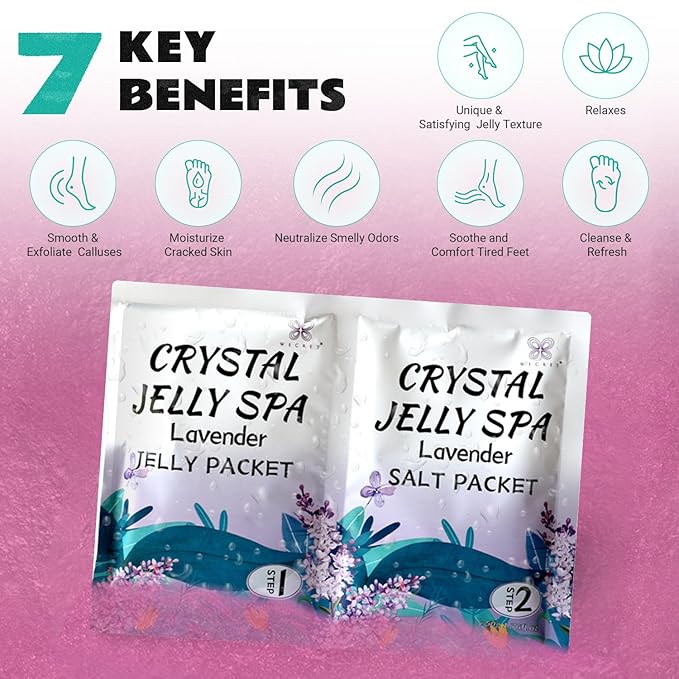 Foot Soak, 3 Pack Jelly Spa Pedicure Spa, Bubble Foot Bath Spa, Salon Pedi, Relaxation,Foot Salt Soak for Stubborn Foot Odor Tired Dry Cracked Feet Foot Care for Women Men(Lavender)