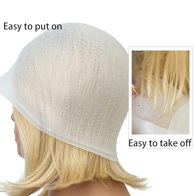 1 PCS Reusable Hair Coloring Highlighting Cap with Hook – Professional Silicone Cap for Salon & Home Use, Easy Pull-Through Hair Dyeing Tool for Streaks, Lowlights & Highlights