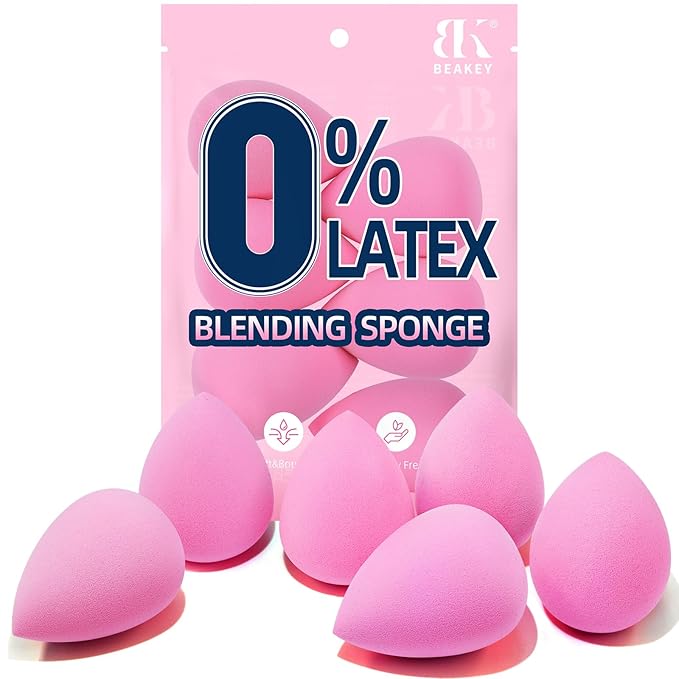 BEAKEY Makeup Sponge Set of 6, Super Soft Beauty Sponges for Foundation