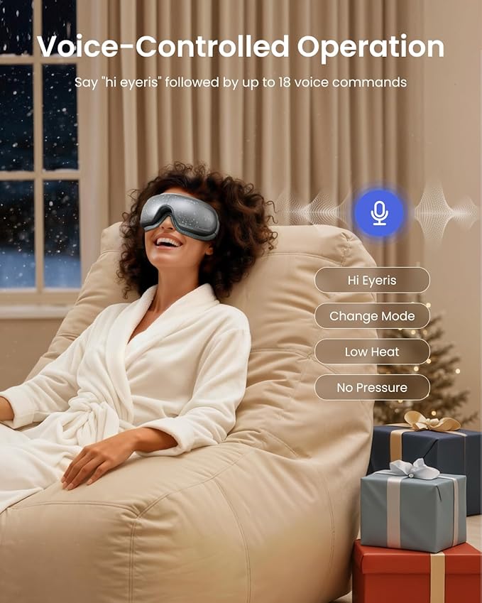 RENPHO Limited Edition Eye Massager with Heat and Cooling Voice Control, Birthday Gifts for Men Women, FSA Eligible HSA, Eye Mask for Dry Eyes Head Tension and Stress Relief - Eyeris 3