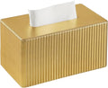 MEIBOOCH PU Leather Tissue Box Cover Square, Cube Tissue Box Holder with Magnetic Closure, Decorative Tissue Holder for Bathroom Bedroom Office (Gold, Rectangle Height of 4.7 in)