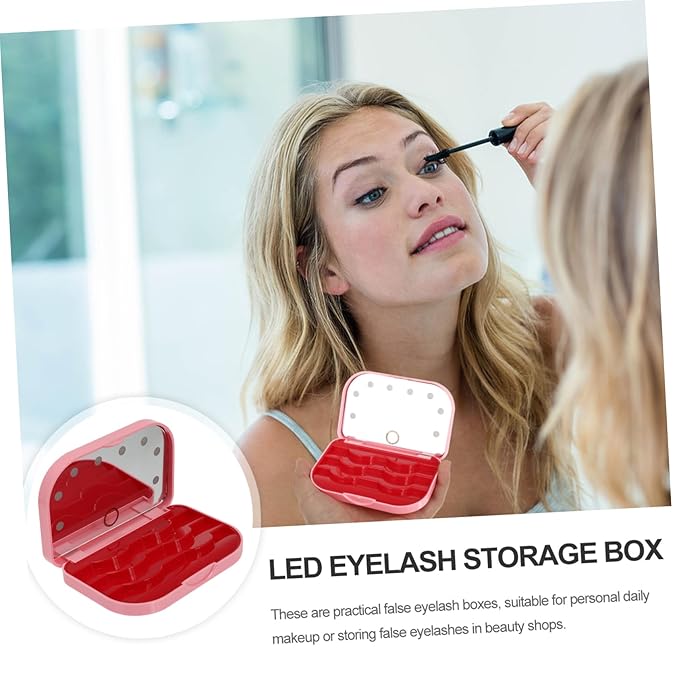 OSOLADY Led Eyelash Storage Box Portable Lash Holder Light Eyelash Case for Travel