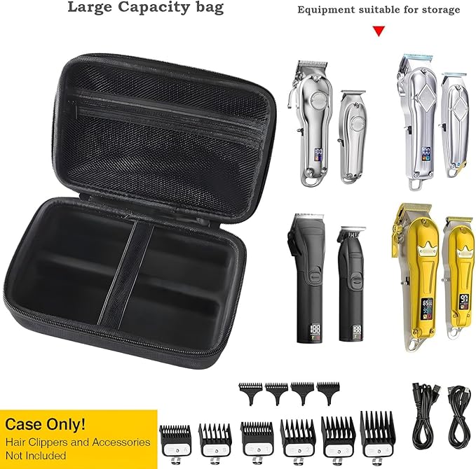 Hard Barber Case, Hair Cutting Clippers Compatible with Ufree for FADEKING for Romanda for Novah for KIKIDO for Wahl Professional Beard Trimmer Grooming Storage Organizer Bag Guard for Travel Razor