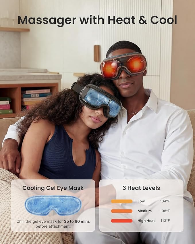 RENPHO Eye Massager with Heat and Cooling Voice Control, Birthday Gifts for Women Men, FSA Eligible HSA, Massaging Eye Mask for Dry Eyes Head Tension and Stress Relief - Eyeris 3