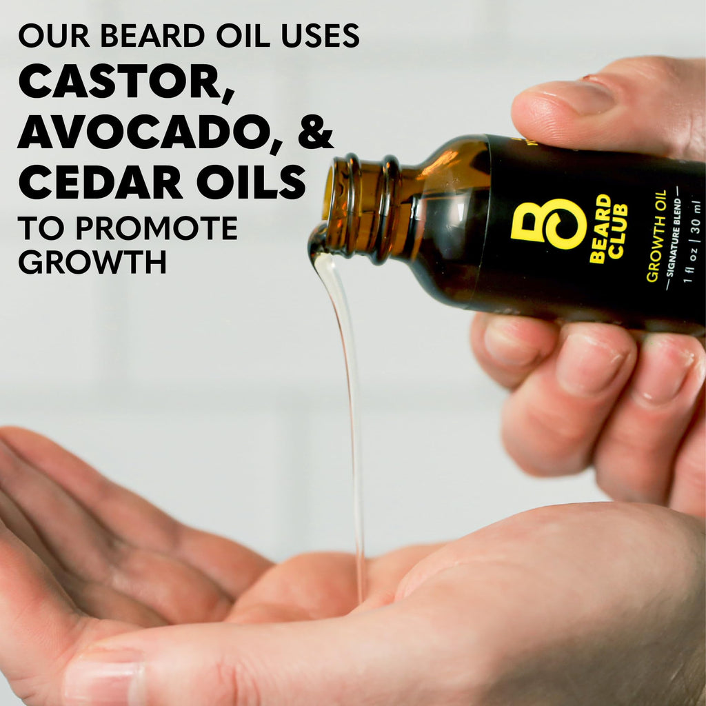 The Beard Club - Beard Growth Oil with Natural Castor & Avocado to Grow Thicker, Fuller Facial Hair, Fill in Patches and Stimulate Healthier Facial Hair Growth
