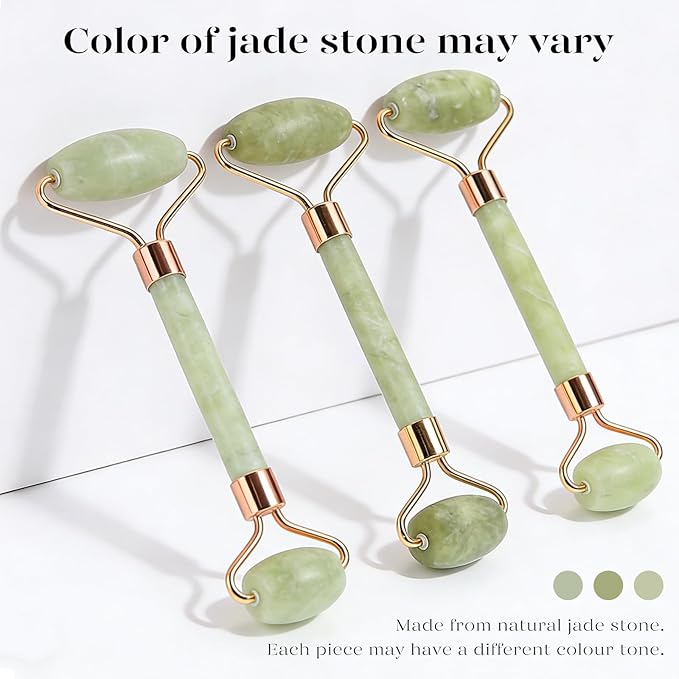 BAIMEI IcyMe Jade Roller & Gua Sha Set Face Roller and Gua Sha Facial Tools for Skin Care Routine and Puffiness, Self Care Gift for Men Women - Light Green