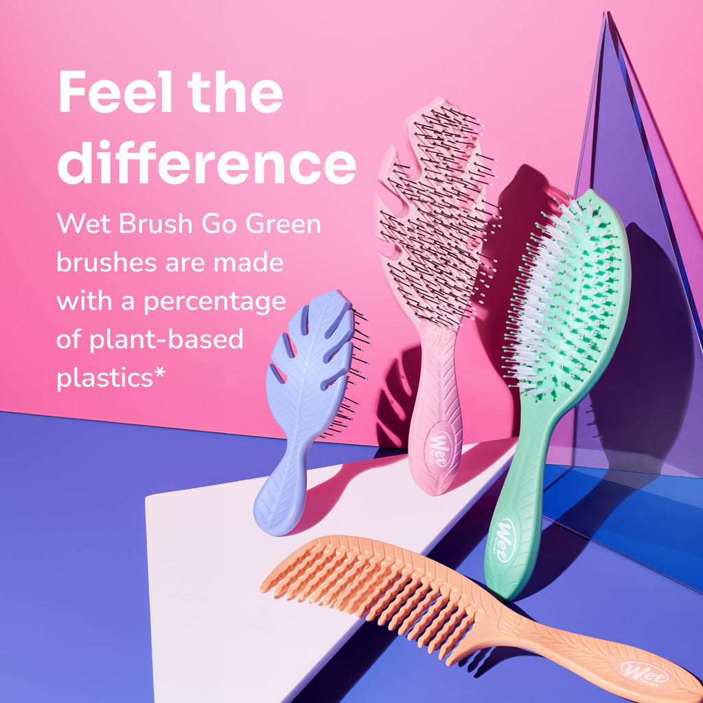 Wet Brush Go Green Hair Detangler Brush, Green - Detangling Hair Brush - Ultra-Soft IntelliFlex Bristles Glide Through Tangles & Gently Loosens Knots While Minimizing Pain, Split Ends & Breakage