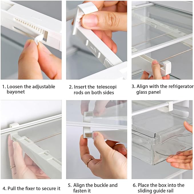 URALFA 2PCS Fridge Drawer Organizer and Egg Holder For Refrigerator
