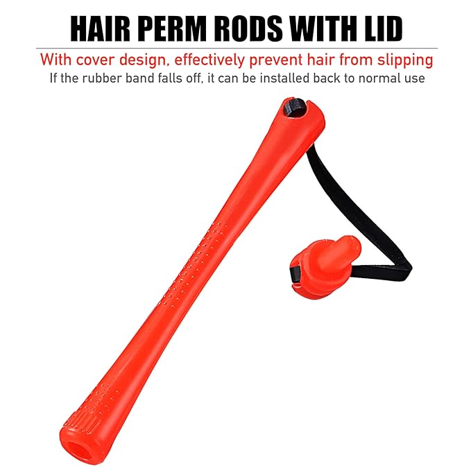 WILLBOND 84 Pieces Hair Perm Rods Hair Curling Rollers Perming Curlers Rods Cold Wave Rollers for Hairdressing Styling Tools(0.2 Inch,Red)